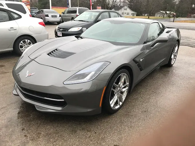 Gray Chevrolet Corvette Stingray parked at the shop